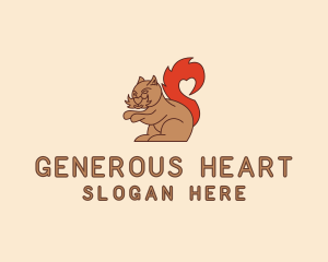 Squirrel Heart Tail logo design