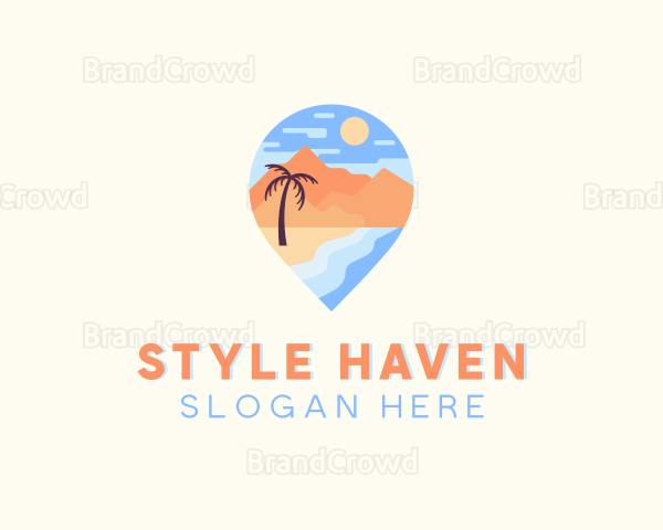 Beach Island Tropical Vacation Logo