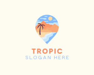 Beach Island Tropical Vacation logo design