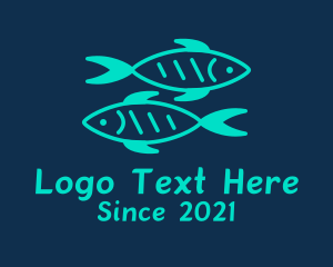 Seafood - Green Twin Fish logo design