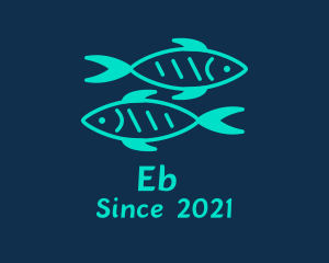 Tuna - Green Twin Fish logo design