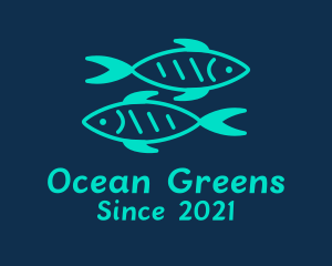 Green Twin Fish  logo design