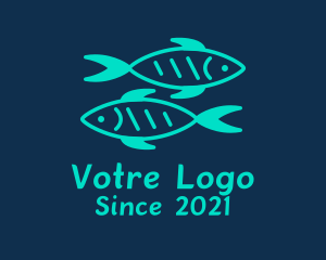 Fishing - Green Twin Fish logo design