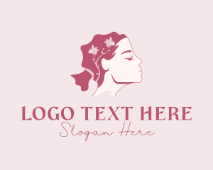 Hair Stylist - Woman Beauty Floral logo design