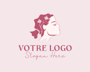 Hair Salon - Woman Beauty Floral logo design