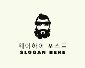 Hipster Beard Sunglasses Man logo design