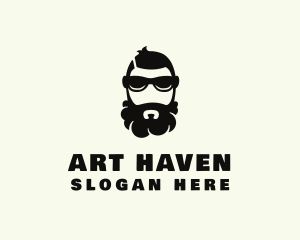 Hipster Beard Sunglasses Man logo design