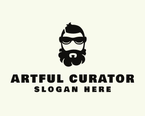 Hipster Beard Sunglasses Man logo design