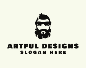 Hipster Beard Sunglasses Man logo design