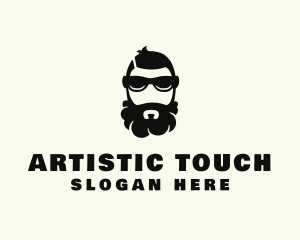 Hipster Beard Sunglasses Man logo design