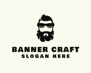 Hipster Beard Sunglasses Man logo design