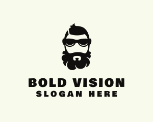 Hipster Beard Sunglasses Man logo design