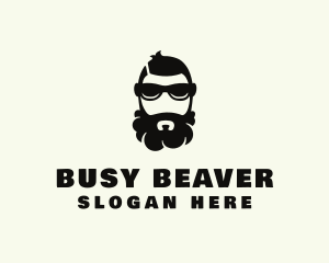 Hipster Beard Sunglasses Man logo design