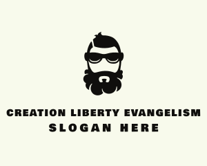 Hipster Beard Sunglasses Man logo design