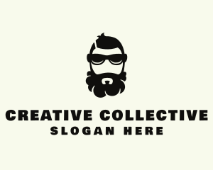 Hipster Beard Sunglasses Man logo design