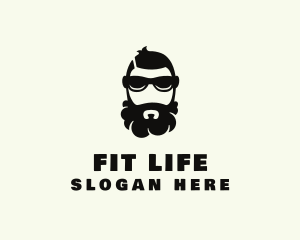 Hipster Beard Sunglasses Man logo design