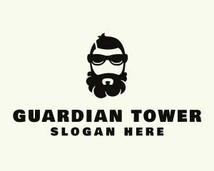 Hipster Beard Sunglasses Man logo design