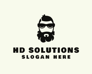 Hipster Beard Sunglasses Man logo design