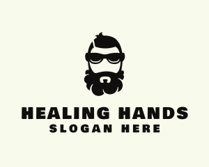 Hipster Beard Sunglasses Man logo design