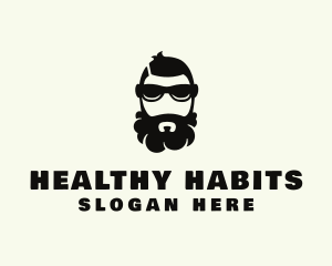 Hipster Beard Sunglasses Man logo design