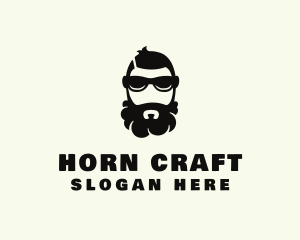 Hipster Beard Sunglasses Man logo design