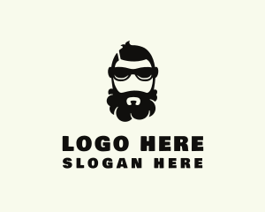 Dj - Hipster Beard Sunglasses Man logo design