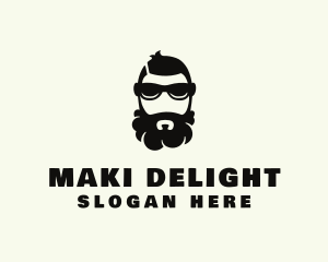 Hipster Beard Sunglasses Man logo design