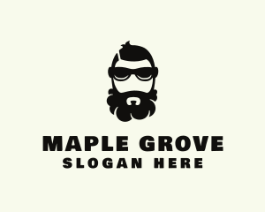 Hipster Beard Sunglasses Man logo design