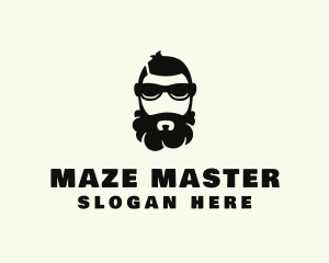 Hipster Beard Sunglasses Man logo design