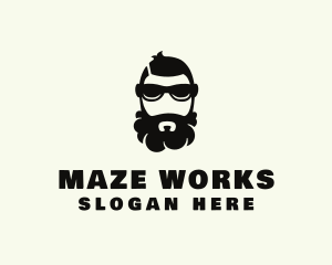 Hipster Beard Sunglasses Man logo design