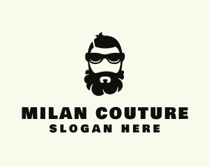 Hipster Beard Sunglasses Man logo design