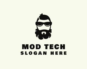 Hipster Beard Sunglasses Man logo design