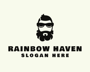 Hipster Beard Sunglasses Man logo design