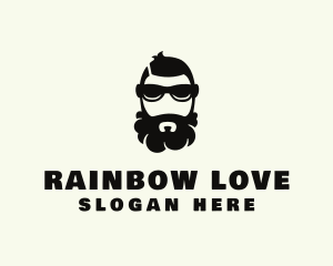 Hipster Beard Sunglasses Man logo design