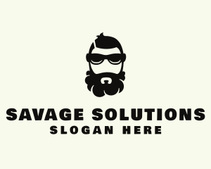 Hipster Beard Sunglasses Man logo design