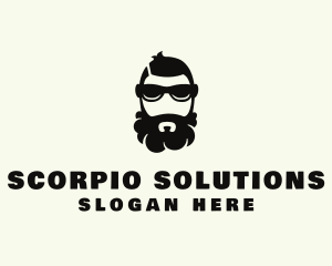 Hipster Beard Sunglasses Man logo design