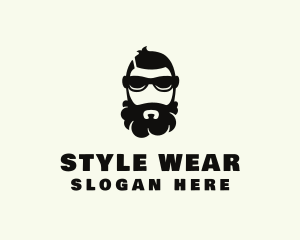 Hipster Beard Sunglasses Man logo design