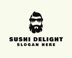 Hipster Beard Sunglasses Man logo design