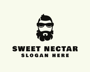 Hipster Beard Sunglasses Man logo design