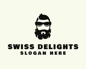 Hipster Beard Sunglasses Man logo design