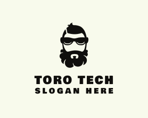 Hipster Beard Sunglasses Man logo design