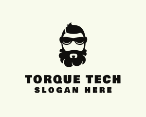 Hipster Beard Sunglasses Man logo design