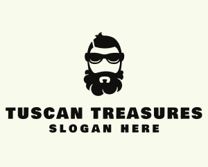 Hipster Beard Sunglasses Man logo design