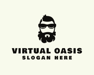 Hipster Beard Sunglasses Man logo design