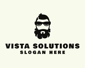 Hipster Beard Sunglasses Man logo design