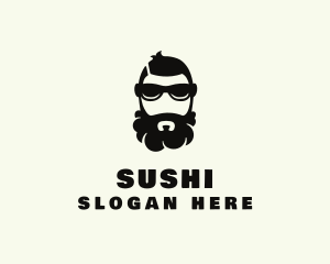 Hipster Beard Sunglasses Man logo design