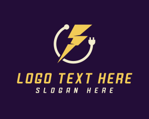 Power Company - Power Plug Lightning Bolt logo design