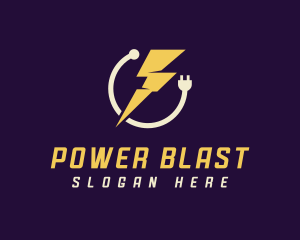 Power Plug Lightning Bolt logo design