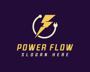 Power Plug Lightning Bolt logo design