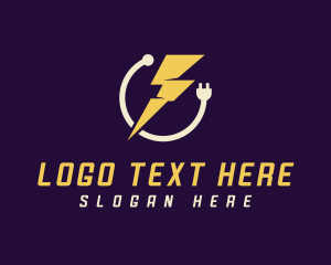 Electricity - Power Plug Lightning Bolt logo design